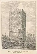 Le donjon dessiné par Félix Thiollier en 1889