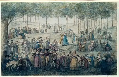 La Fête des Loges au XVIIIe siècle, dessin, Paris, Bibliothèque nationale de France.