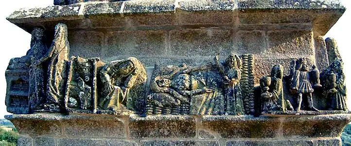 Le calvaire deTronoën : face nord, registre inférieur.