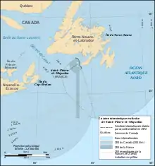 Frontières actuelles de Saint-Pierre-et-Miquelon.