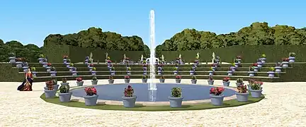 Restitution du « Théâtre de fleurs » de Monsieur à Saint-Cloud, au bout du parterre de l'Orangerie.