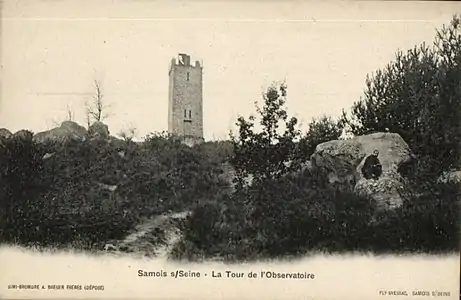 Carte postale représentant la tour sur le rocher, vers le début du XXe siècle.