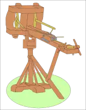 Dessin en couleurs d'une arme de jet.