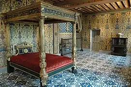 Lit de la chambre dite "de la Reine" (milieu XVIe&nbsp;siècle, château de Blois).