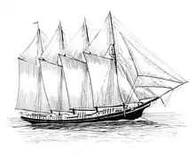 Goélette à quatre mâts.Goélette à quatre mâts.