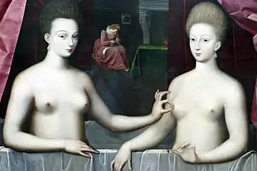 Gabrielle d'Estrées et une de ses sœurs, peinture anonyme (Musée du Louvre, Paris).