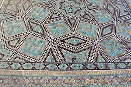 Détail d'une paroi latérale du pishtak de la médersa Cher-Dor (bannaï).