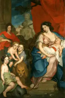 Jerzy Siemiginowski-Eleuter, Portrait de la reine Maria Kazimiera avec enfants (1684)