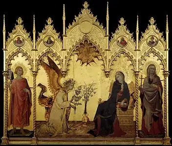 Simone Martini, L'Annonciation, Galerie des Offices, tempera sur bois.