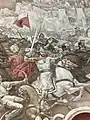 Partie d'une peinture murale représentant Skanderbeg et ses troupes