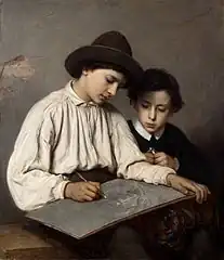 Sofie Ribbing, Garçons en train de dessiner, 1864.