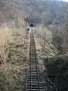 La voie en cours de repose, à proximité de Purnode.