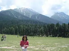 Paysage de la vallée de Pahalgam (en), dans la vallée du Cachemire.