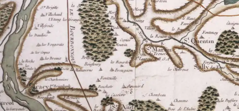 Saint-Laurent sur la carte de Cassini (1759),à côté de Saint-Martin-du-Tronsec.