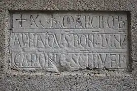 Inscription, mur nord.