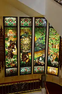 Vitraux illustrant la légende du Cerf magique rapportée par János Arany