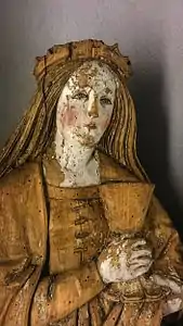 Sainte Barbe, Souabe, début XVIe&nbsp;siècle, bois de tilleul, musée des Beaux-Arts de Lyon.