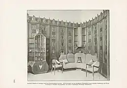 Salon conçu par Pankok pour l'exposition du Stuttgarter Mitteilungen über Kunst und Gewerbe de 1904-1905.
