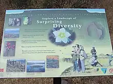 Panneau éducatif intitulé « Explore a landscape of surprising diversity ».