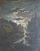 Chute d'eau sous la lumière.