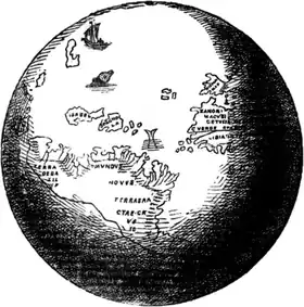 Dessin de la partie du globe de Hunt-Lenox, jumeau du globe en œuf d'autruche, montrant l'Amérique du Sud.