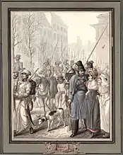 Le Défilé militaire, aquarelle, 37,1&nbsp;×&nbsp;47&nbsp;cm, 1814, Brown University Library.