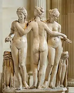 Les Trois Grâces, Paris, musée du Louvre. Groupe antique restauré pour le cardinal Borghèse.