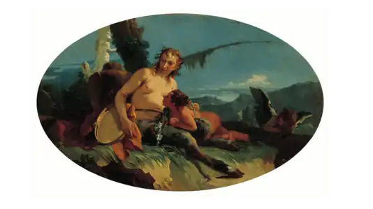 Satyre femelle avec un tambourin, un enfant et un puttoGiambattista Tiepolo, 1740-1742Norton Simon Museum, Pasadena