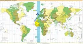 Carte du fuseau horaire.