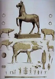 Dessins représentant des statuettes d'animaux