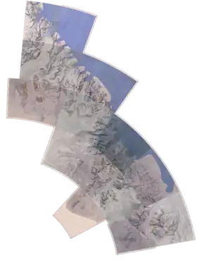 Carte de la chaîne de la Reine-Maud avec le chaînon Commonwealth en haut à gauche.