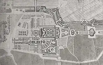 Plan du domaine de Traventhal en 1761, résidence des Plön détruite à la fin du XIXe siècle.