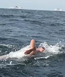 Traversée de 21&nbsp;km du détroit du Beltquerung en 2013,  → .