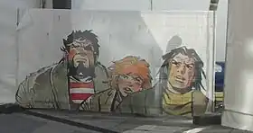 De gauche à droite : Goliath, Crispin et Trueno représentés lors du festival d'Ávila, en 2006