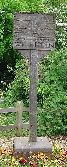 Panneau contenant l'inscription "Wetherden"