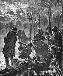 Un obus sur le boulevard Saint-Michel.