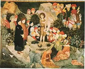 Détail de la fresque de l'oratoire San Giovanni à Urbino.