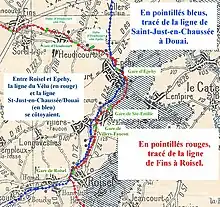 Tracé de la ligne autour d'Heudicourt.