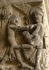 Chapiteau de la basilique de Vézelay (XIIe&nbsp;siècle).