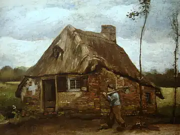 Vincent van Gogh, Cabane avec fermier rentrant chez lui (es), 1885.