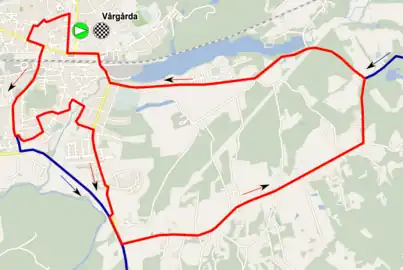 Circuit court, 11&nbsp;km, parcouru sept fois au total.Circuit long, 56,5&nbsp;km, parcouru une fois.