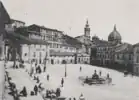 Vue sur la place des Galli avec campanile et coupole de la Basilique, Fin XIXe&nbsp;siècle-début XXe&nbsp;siècle