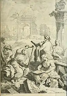 Frontispice du Vetera monimenta, gravé par Westerhout (avant 1690).