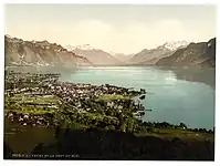 Vevey et les Dents du Midi, entre 1890 et 1900.