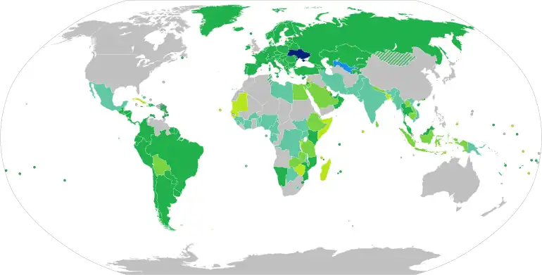 Carte des pays requérant (ou non) un visa