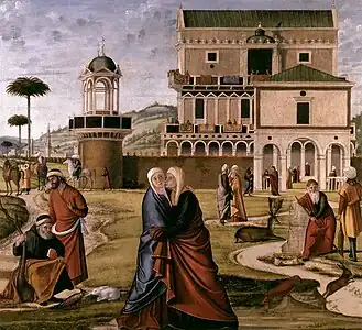 Visitation, 130 × 140 cm, huile sur toile, Museo Correr, Venise.