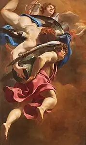Simon Vouet, Anges portant la colonne de la Passion, 1625-1626, huile sur toile, 130 x 80&nbsp;cm.