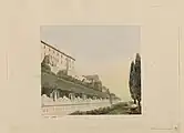 Vue des jardins de la Villa d'Este à Tivoli par Prosper Morey entre 1830 et 1840