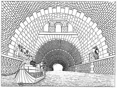 Voûte supportant la fontaine au-dessus du canal (Louis Bruyère, 1828).