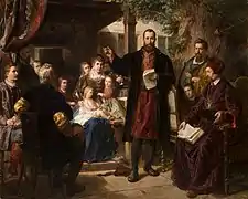 Jan Kochanowski à Czarnolesie lisant la traduction des Psaumes (musée national de Cracovie).